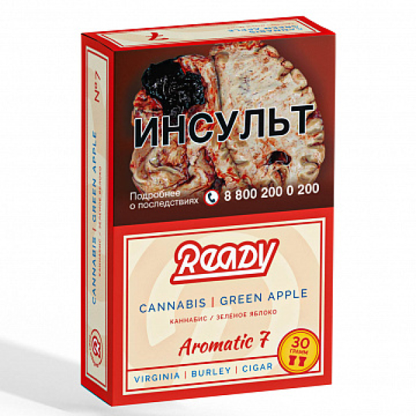 Табак READY №7 CANNABIS GREEN APPLE (Травяной Зелёное яблоко) 30 гр в Нижнем Новгороде