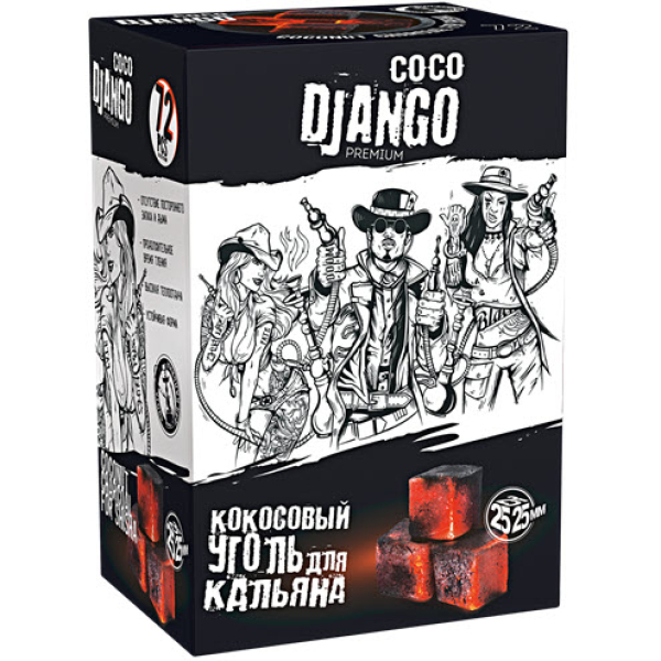 Уголь Coco Django 25мм для кальяна - 1кг (72 шт) в Нижнем Новгороде