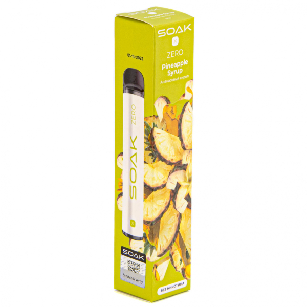 SOAK X ZERO Pineapple syrup 1500 затяжек (без никотина) в Нижнем Новгороде