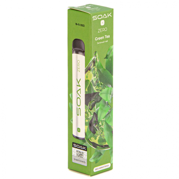 SOAK X ZERO Green tea 1500 затяжек (без никотина) в Нижнем Новгороде