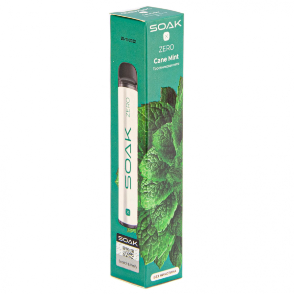 SOAK X ZERO Cane mint 1500 затяжек (без никотина) в Нижнем Новгороде