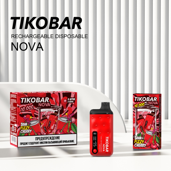 Электронка Tikobar Nova Кислая Вишневая Шипучка 10000 Затяжек в Нижнем Новгороде