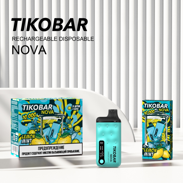 Электронка Tikobar Nova Лимон Мята 10000 Затяжек в Нижнем Новгороде