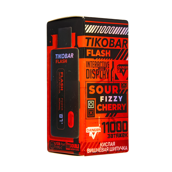 Электронка Tikobar Flash Кислая Вишнёвая Шипучка 11000 Затяжек в Нижнем Новгороде