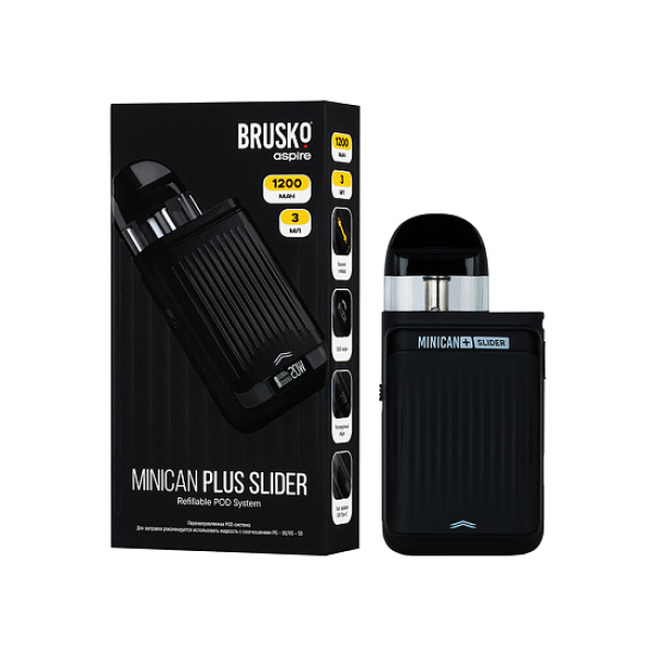 POD-система Brusko Minican Plus Slider Чёрный в Нижнем Новгороде